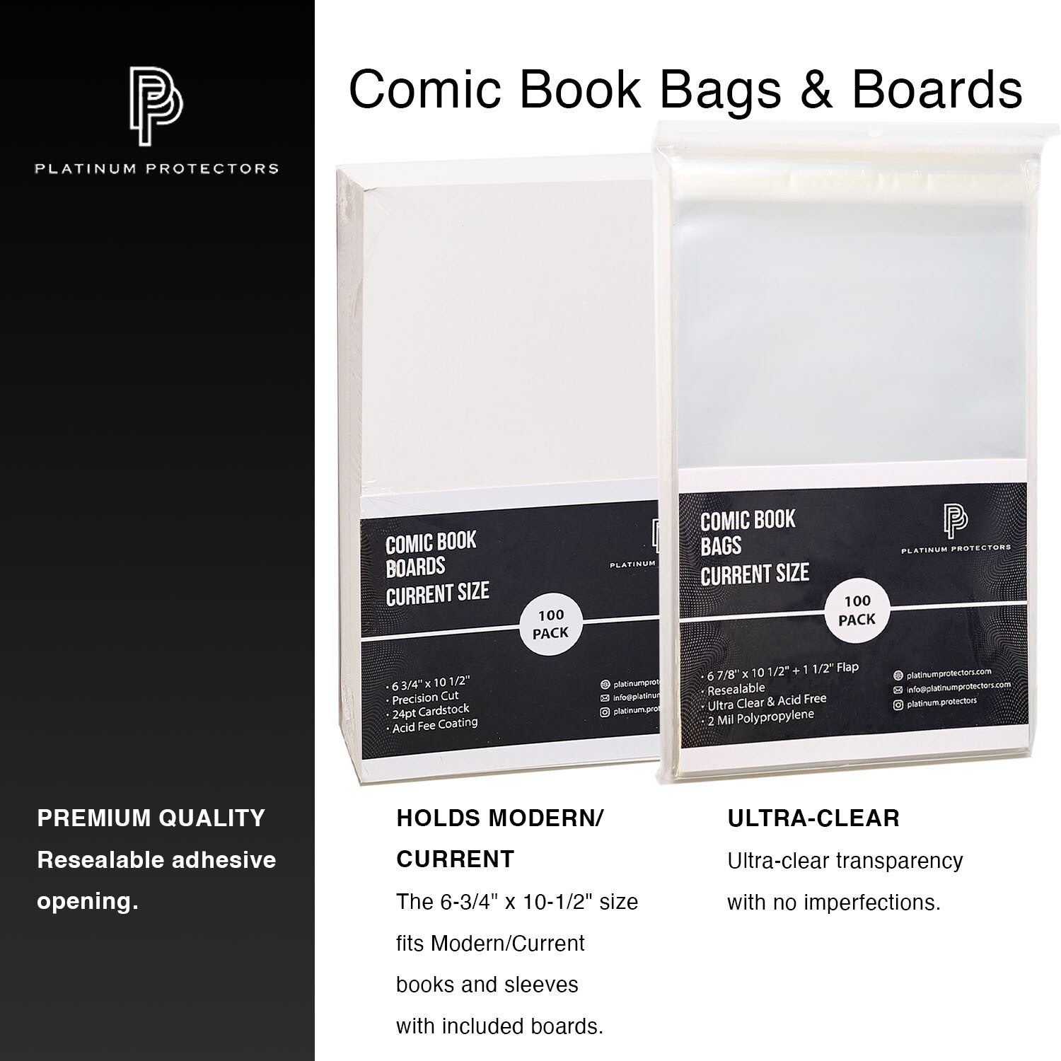 Comic Book Bags & Boards for Current/Modern Premium Resealable Bags
