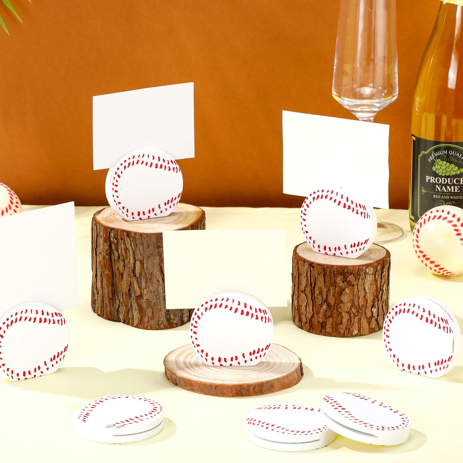 20 Pcs Baseball Place Card Holder Sport Ball Shaped Table Number Holder Woode…