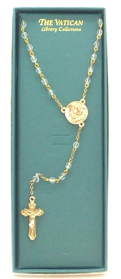 Vatican Library Collection Clear Crystal Rosary Beads with $30.00 Price Tag