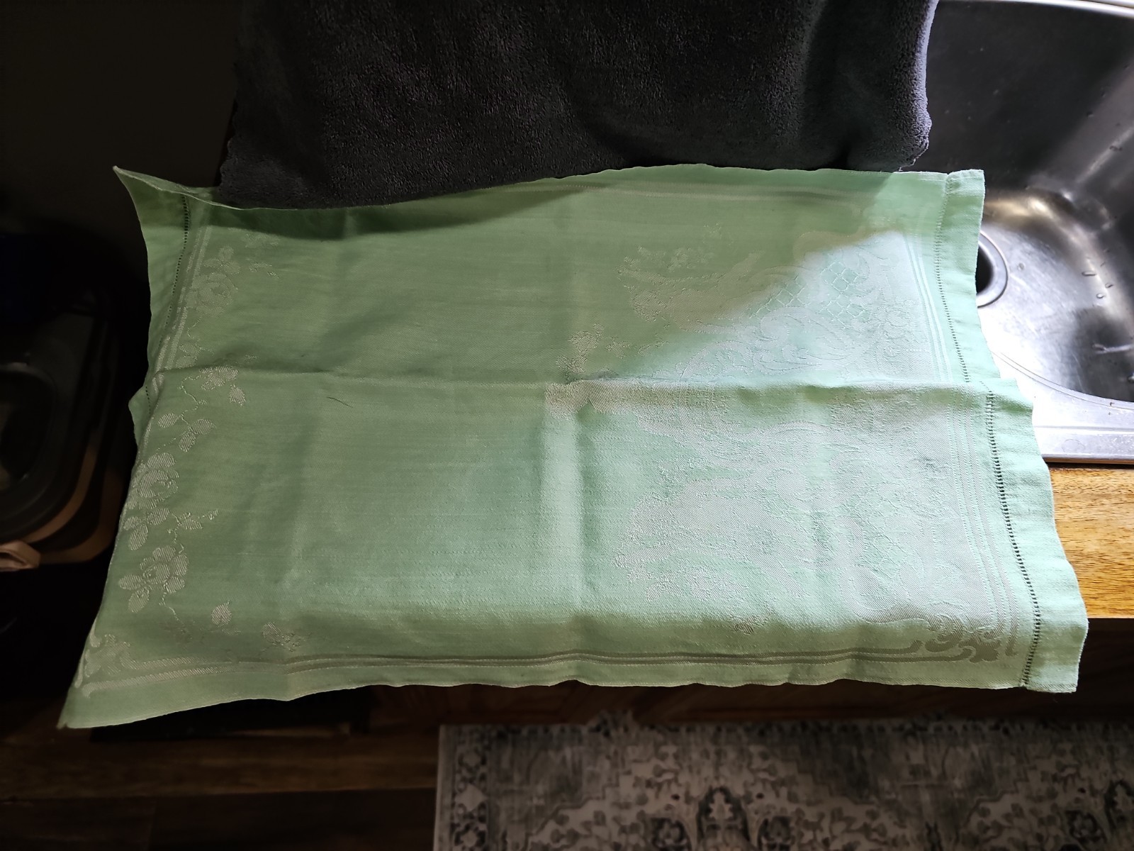 Vintage Mint Green Placemats Set of 2 Cotton Linen Table Mats