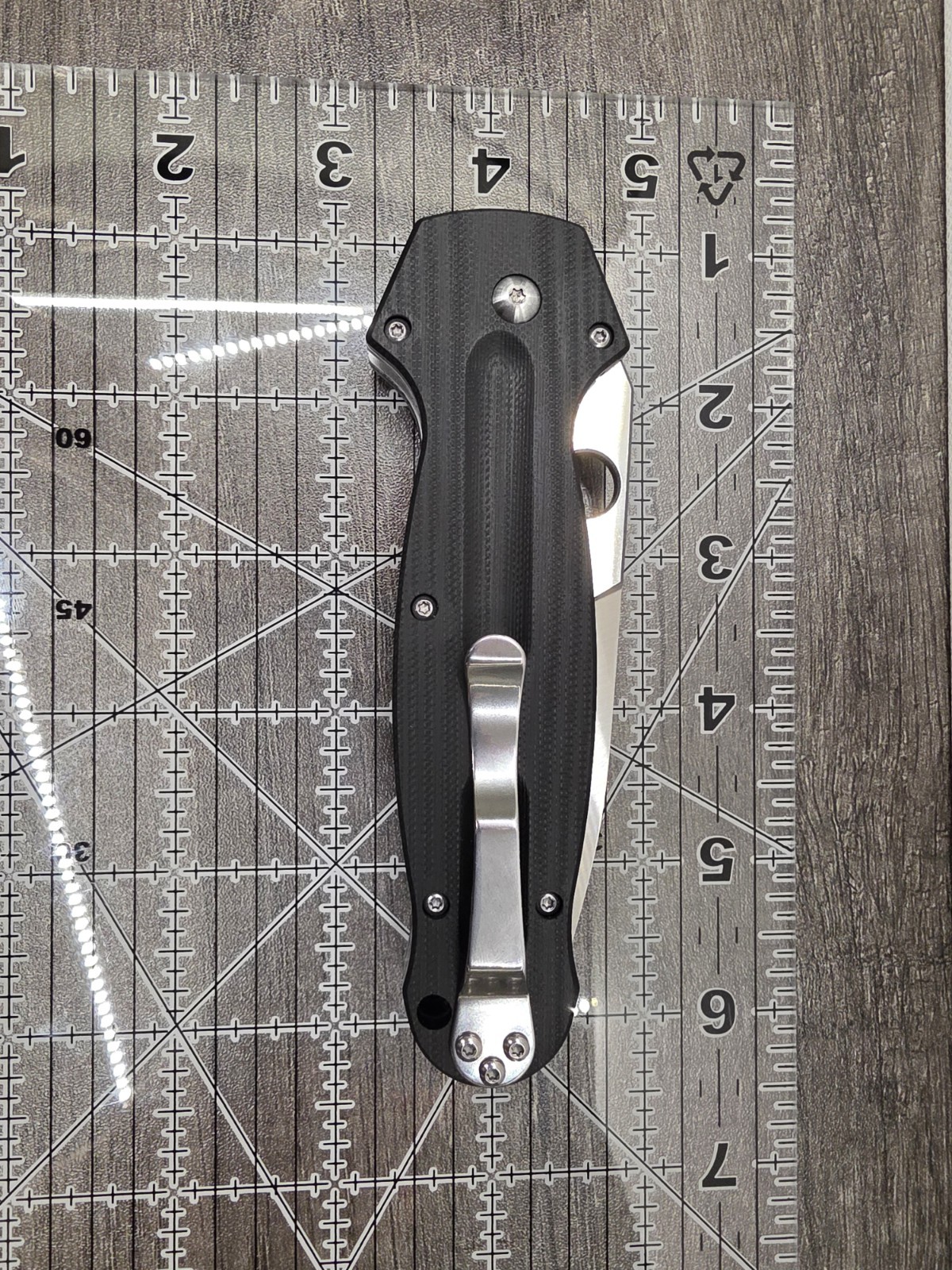Unmarked 9″ Spearpoint Folding Knife 8CR13MOV Steel & Black G10 Fiber Handle