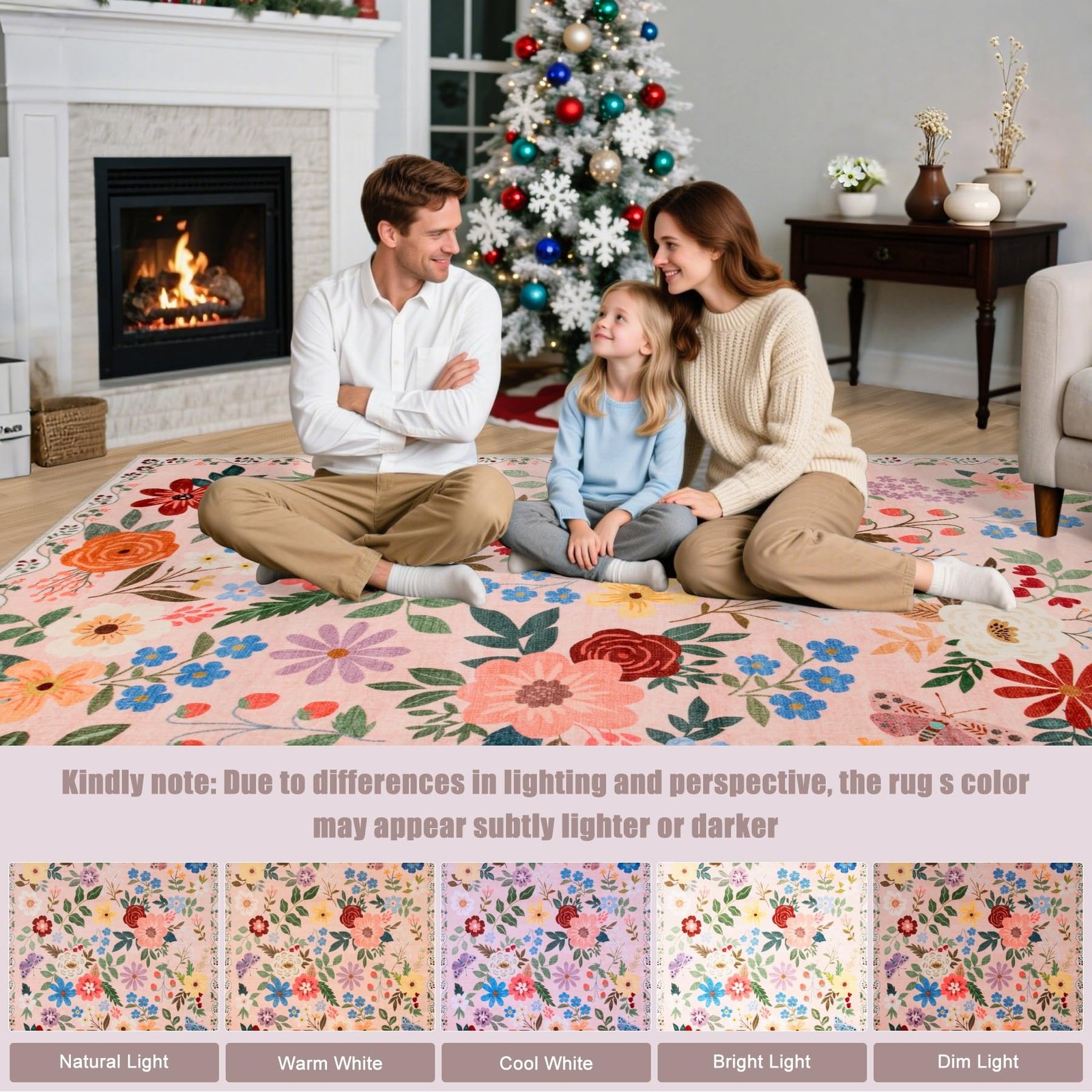 8×10 Area Rugs for Living Room: Floral Washable Rug Vintage Large Soft Boho N…