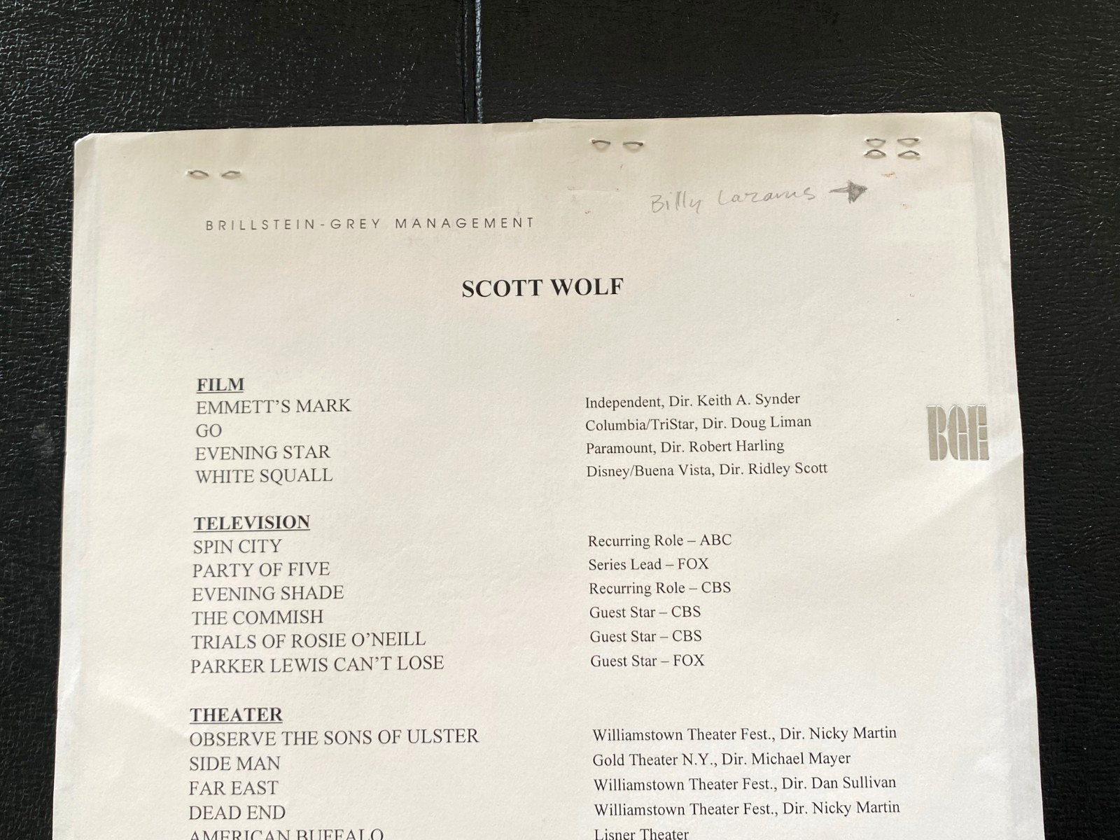 Scott Wolf Casting Polaroid Headshot Party Of Five Original Photo 2002 Type 1