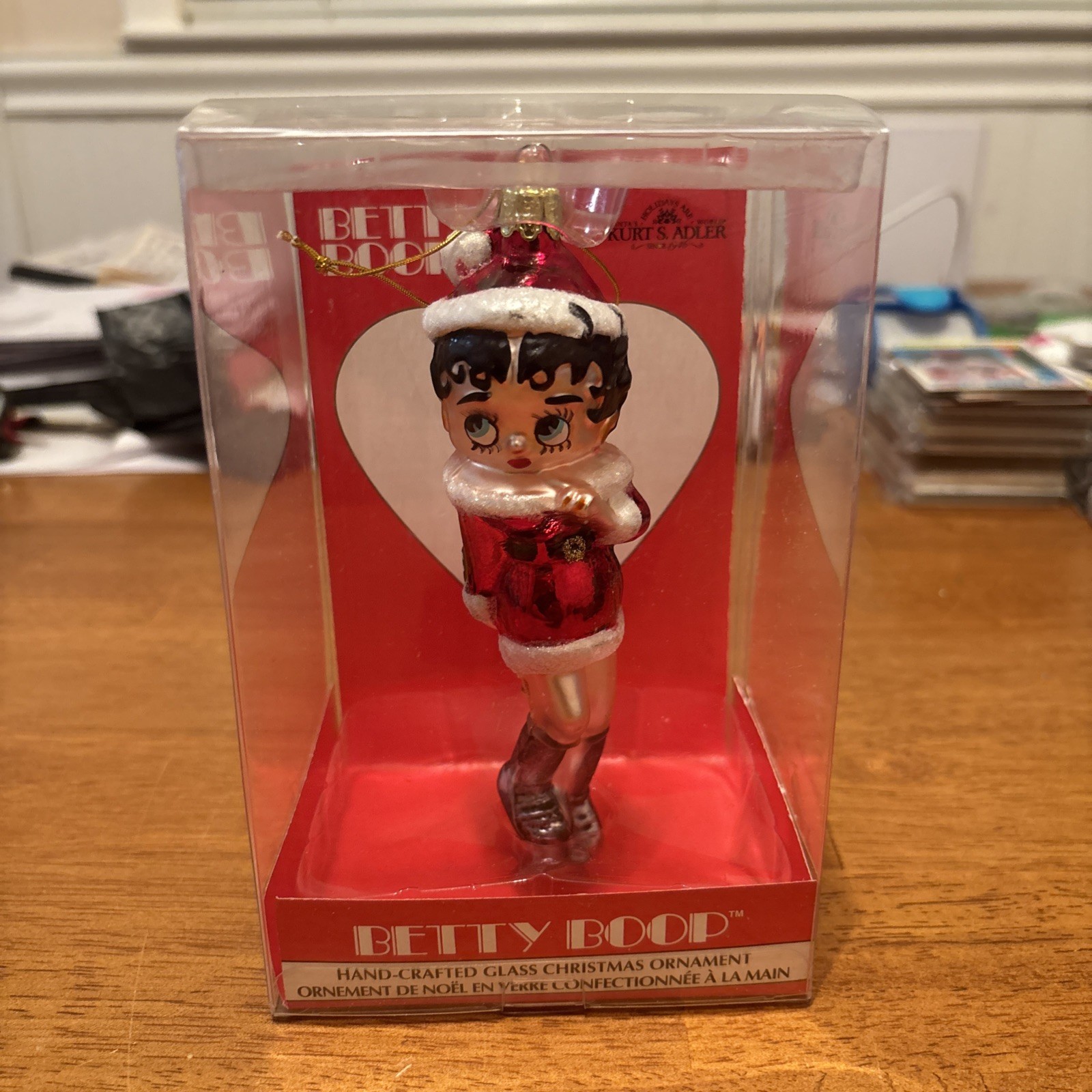 NEW In Box Kurt S. Adler Betty Boop Hand Crafted Glass Christmas Ornament 2004