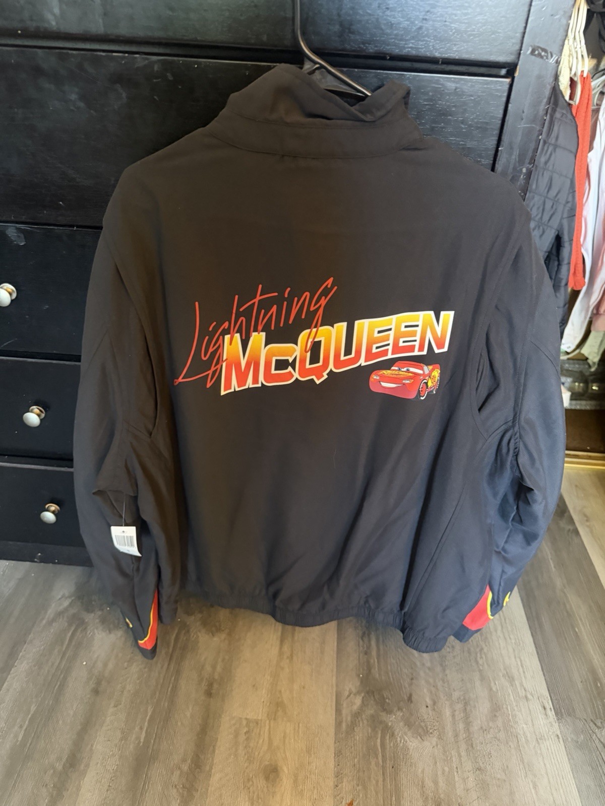 Disney Cars Lightning McQueen Rust-eze Black Zip Jacket Adult XL