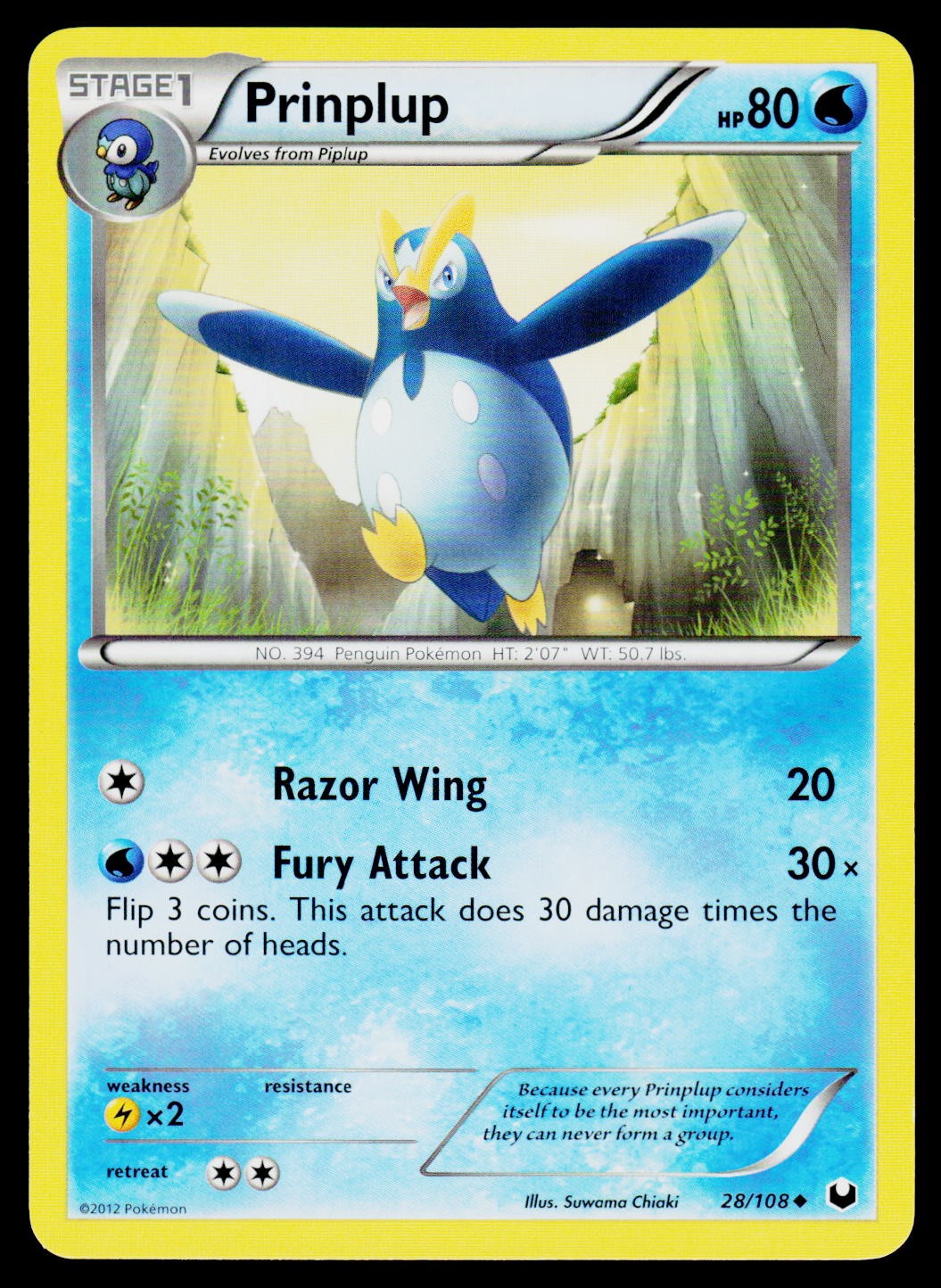 Prinplup 28/108 Uncommon Dark Explorers Pokemon LP