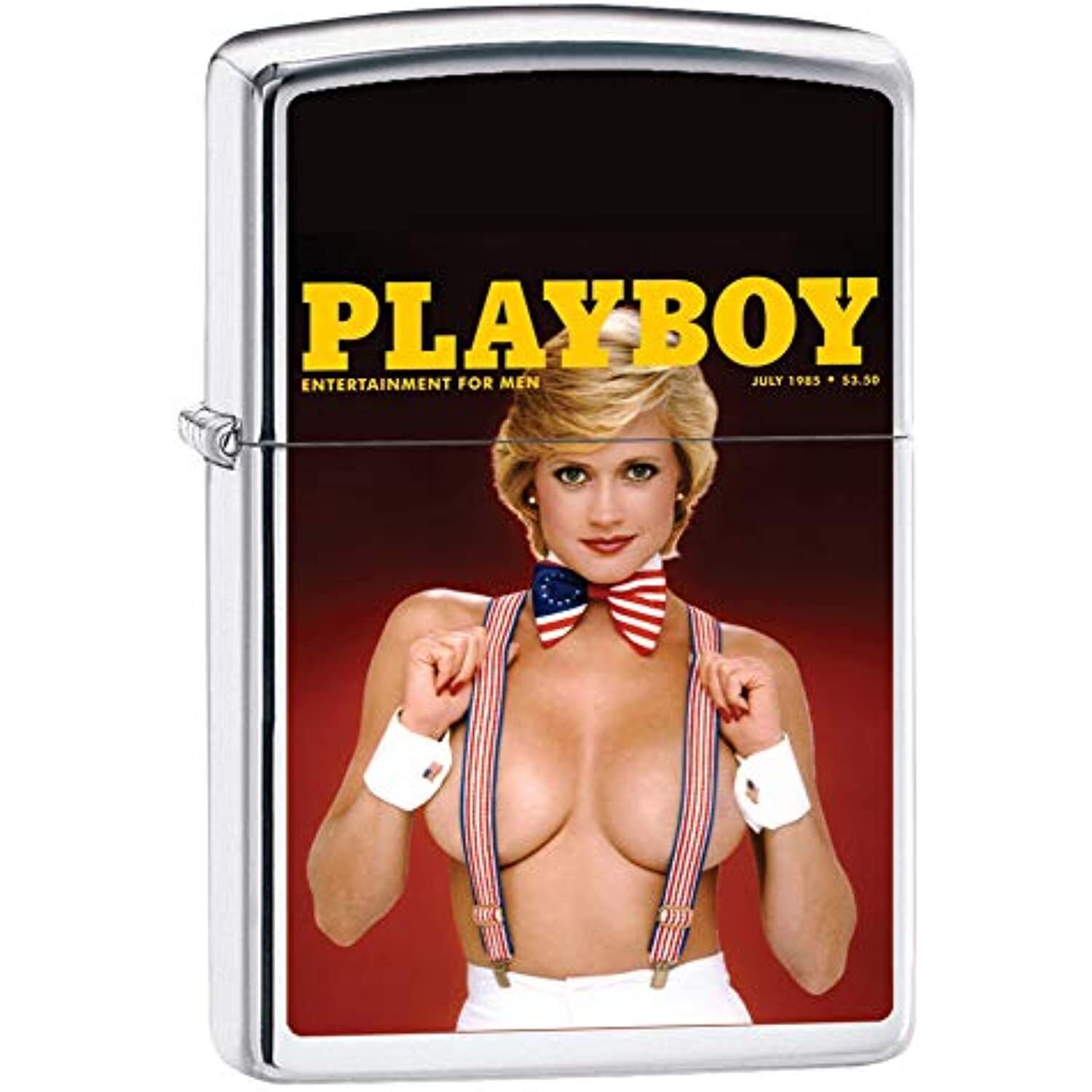 Zippo Playboy Cover July 1985 Pocket Lighter, High Polish Chrome, One Size