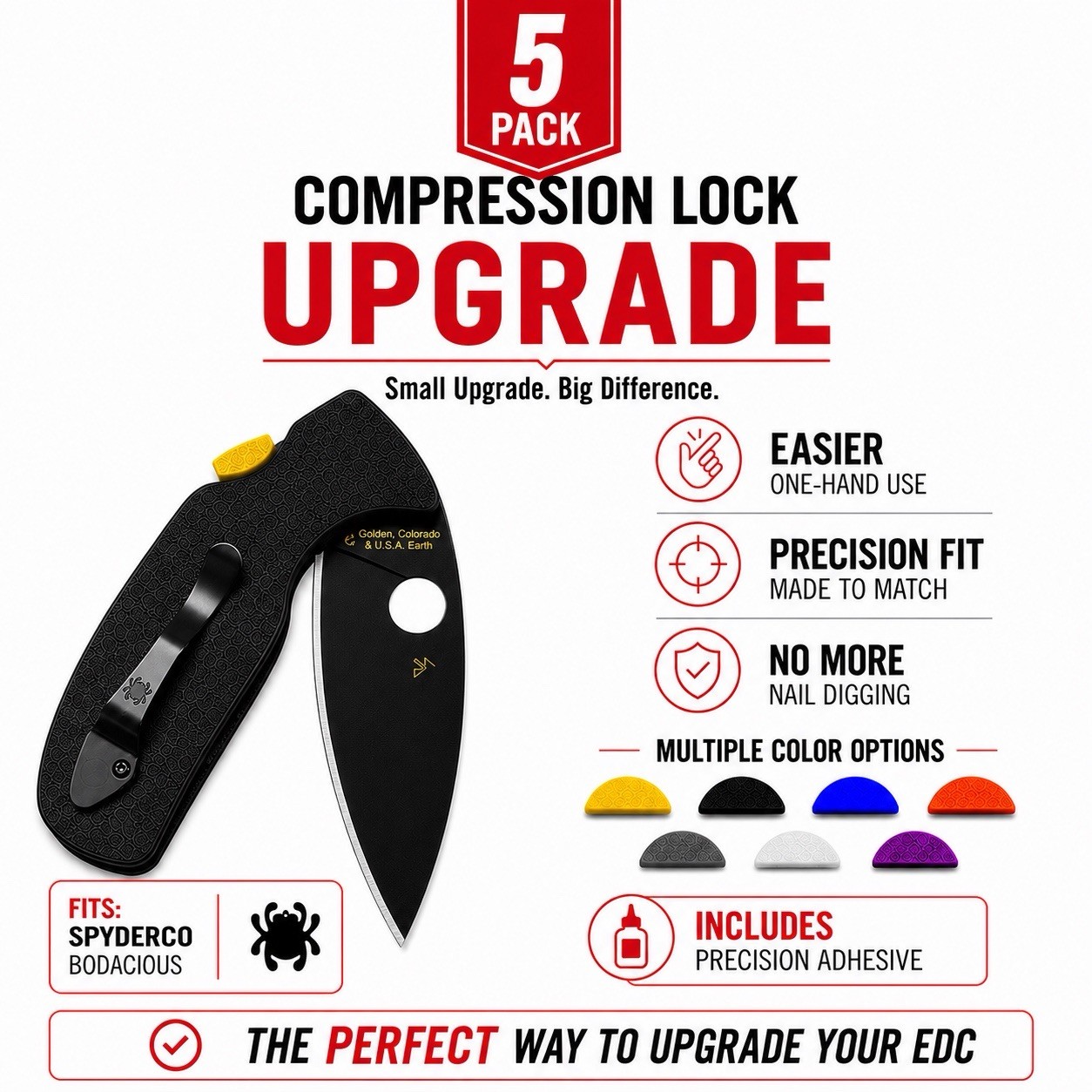Spyderco Bodacious Compression Lock Buttons | 5pack | Mod Install