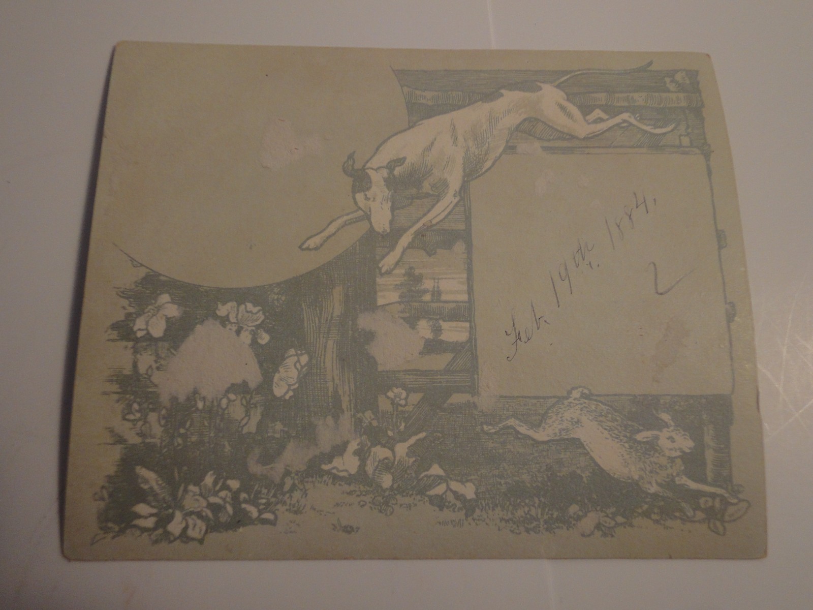 1881 Christmas Card Co. Young Girl with Flowers / Kitten’s Birthday Card 1884