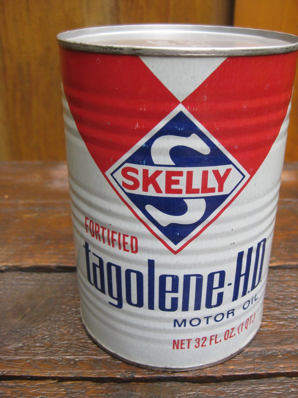 Vintage Metal Ribbed 1 Quart Skelly Tagolene-HD Oil Can