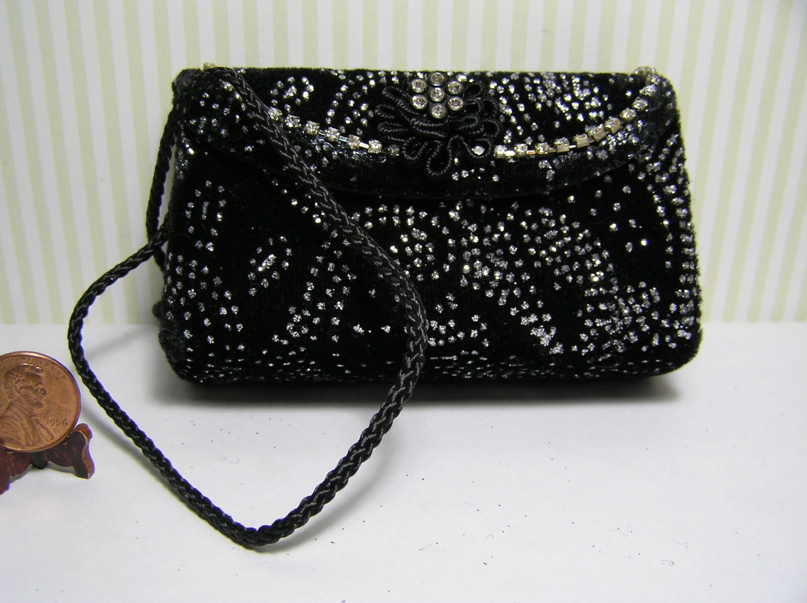 Doll Purse Reinstone covered Shoulder Strap 4″ W X 2 1/2″ H X 1 1/4″ D