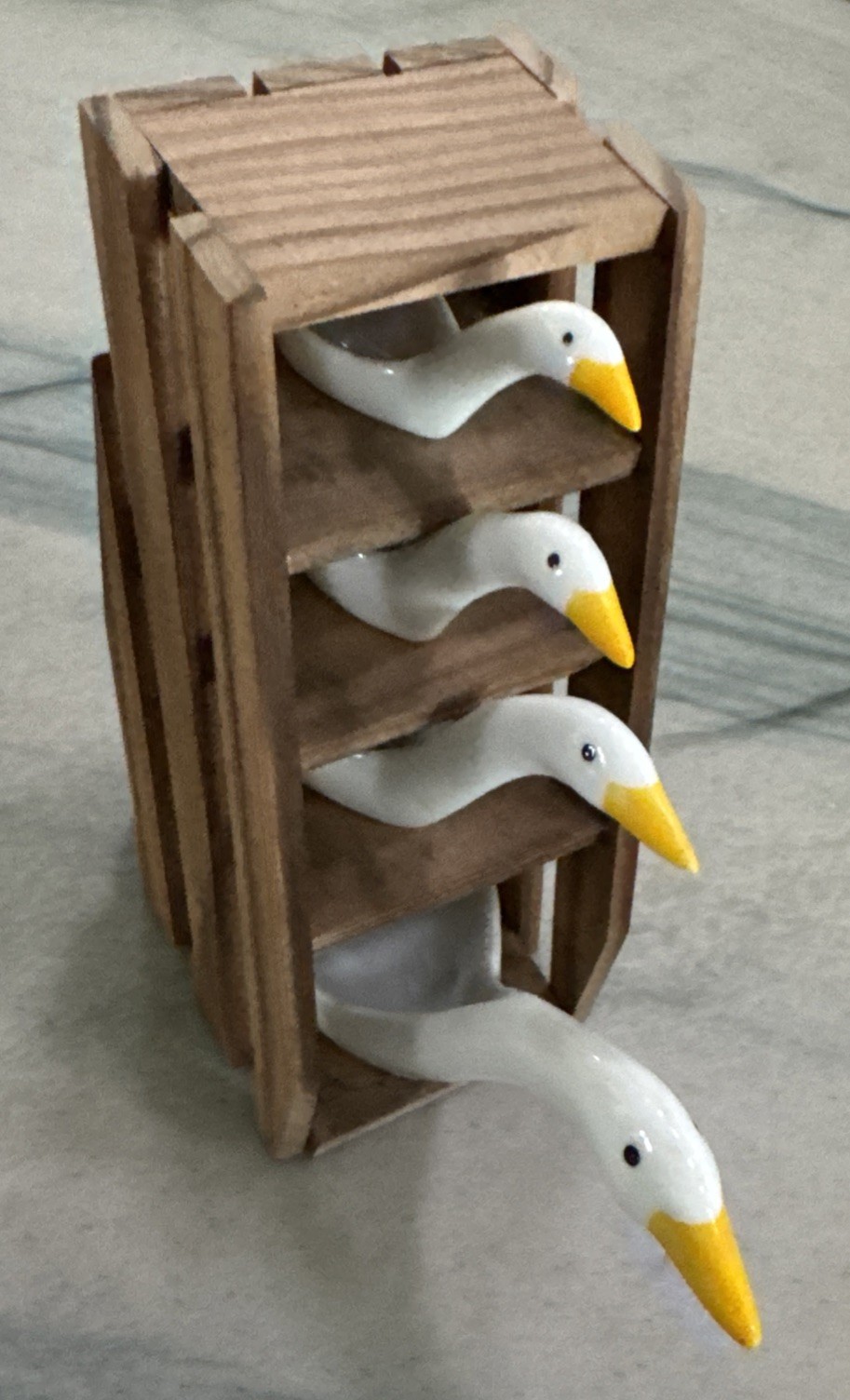 Vintage 80s Avon Goose Measuring Spoon Set Complete Wood Display Rack Farmhouse
