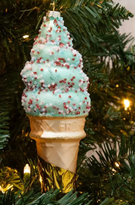 Robert Stanley Blown Glass Sprinkled ICE CREAM Cone Christmas Tree Ornament NEW