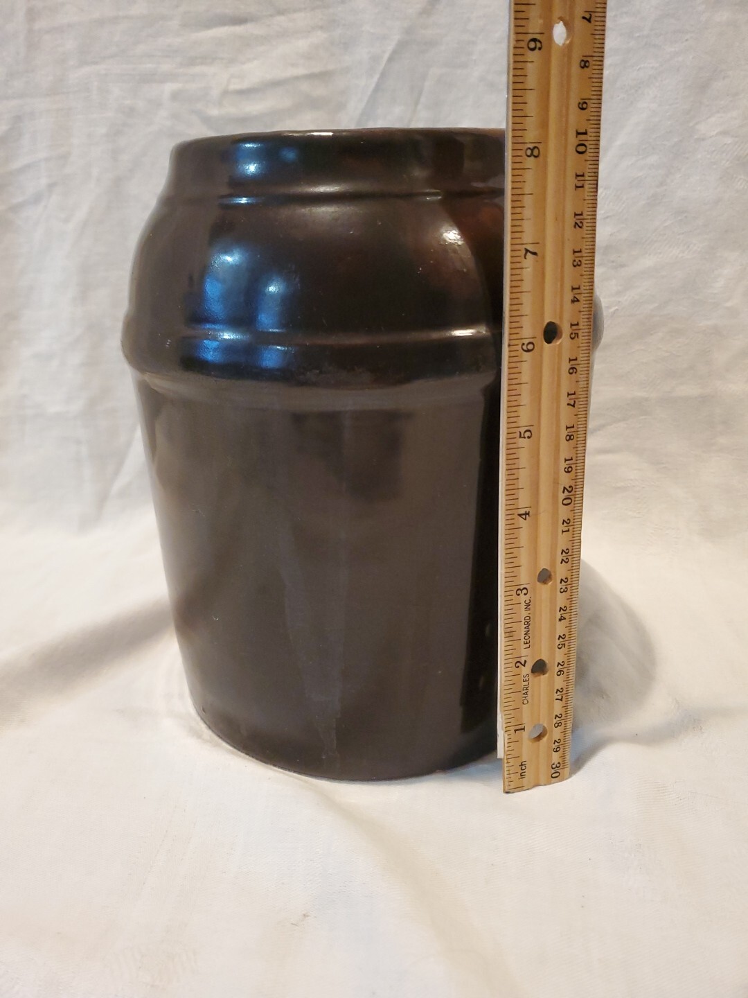 Antique Peoria Pottery Brown Crock Storage Jar 8 1/4″ Tall No Lid
