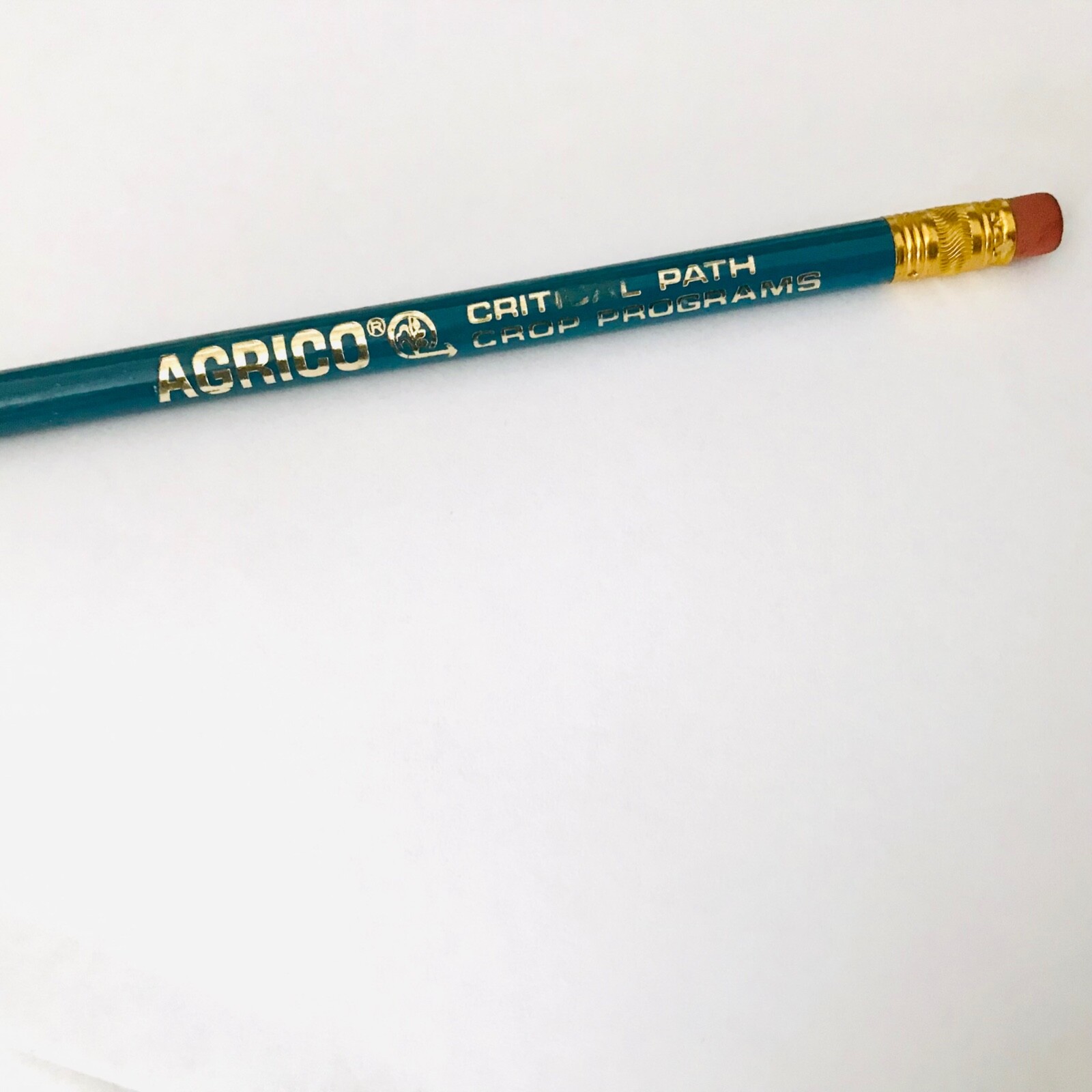 Vtg AGRICO Critical Path Crop Programs Pencil Blue & Gold Farming Advertising US