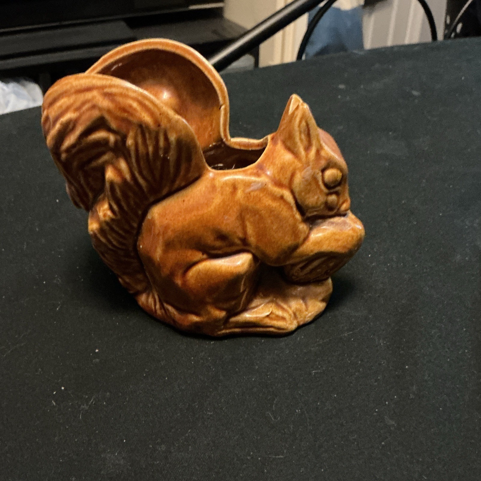 Ceramic Squirrel Planter, Small Brown Glossy 3D Effect Animal Print