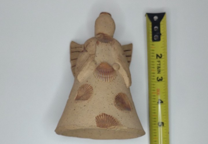 Sand and Shell Pottery Angel Handmade and Signed by the Artist 5 Inches Tall