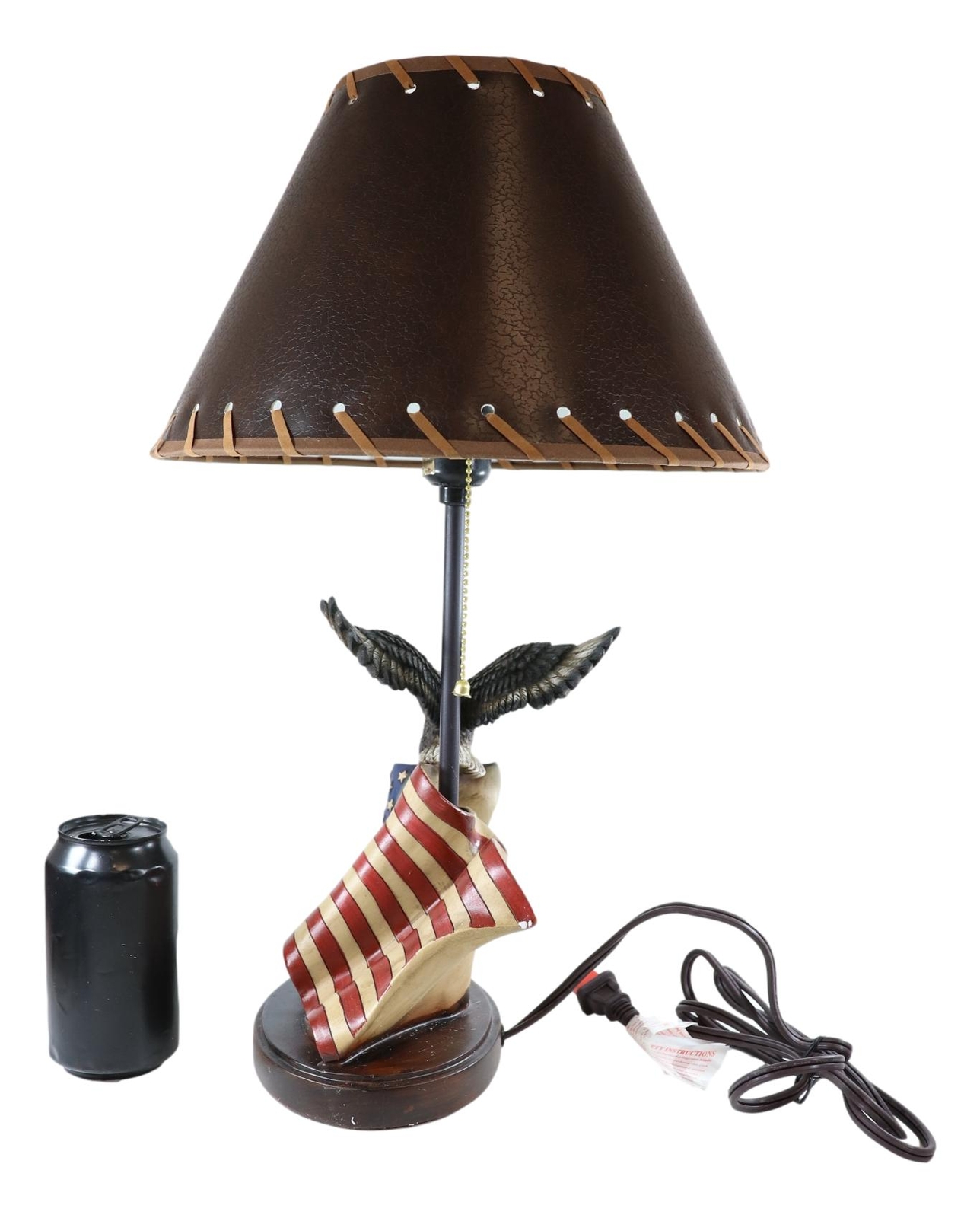 Soaring Bald Eagle With American Flag Memorial Table Lamp Figurine 19″ Tall