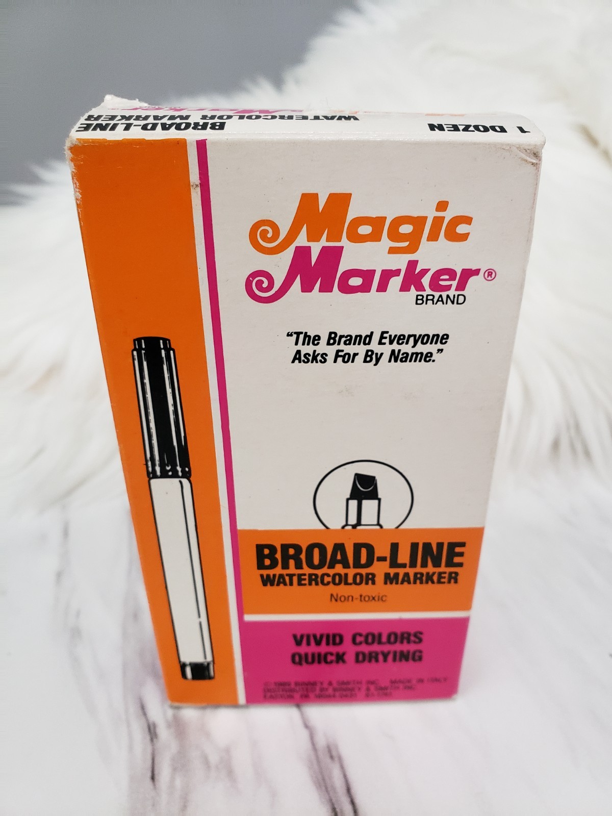 BLUE 12 BOX Vintage MAGIC MARKER Box Of 12 Watercolor Broad Line Liquid Crayons