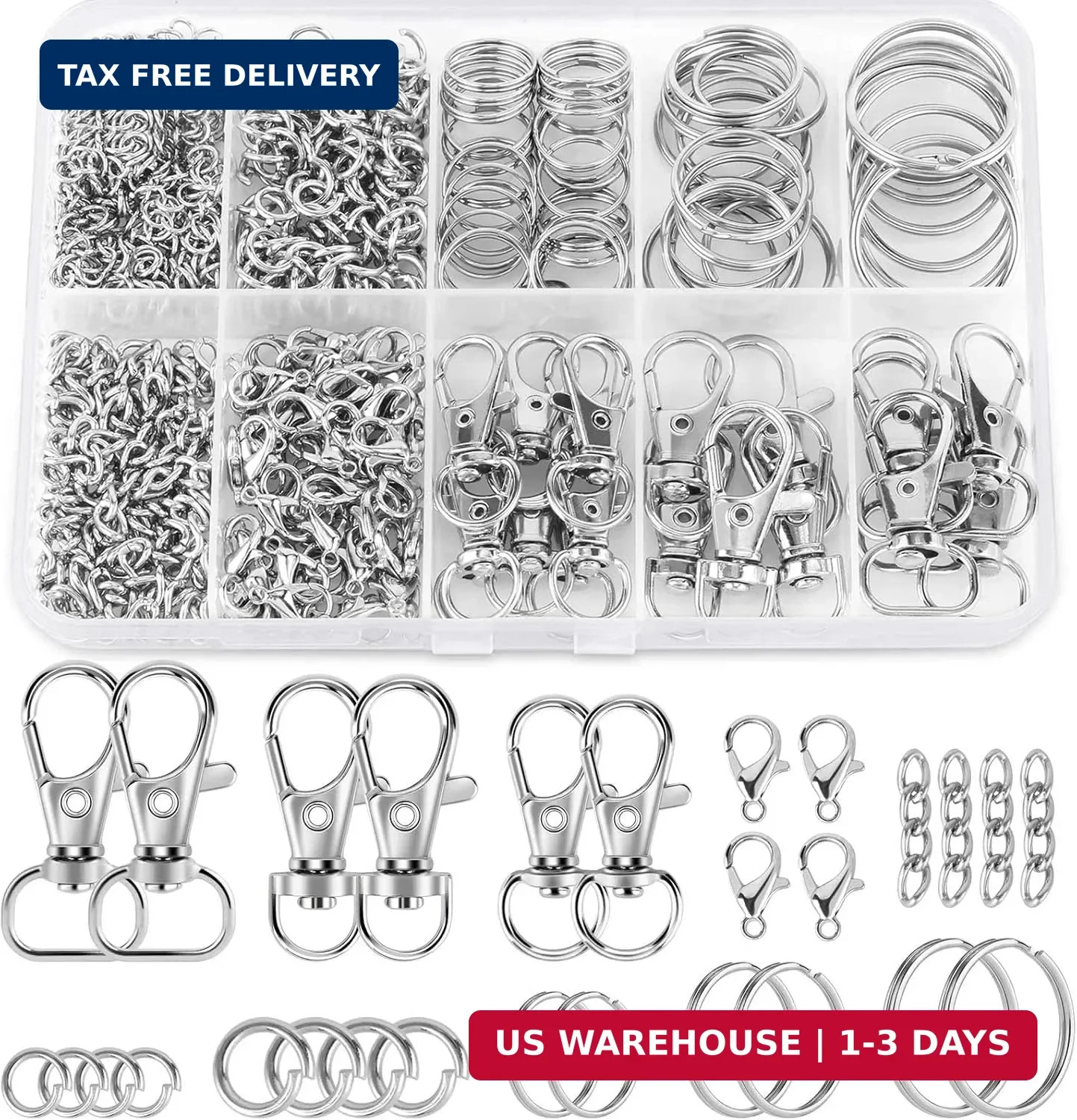 523PCS Keychain Making Kit, Keychain Making Supplies Including Keychains Clips H