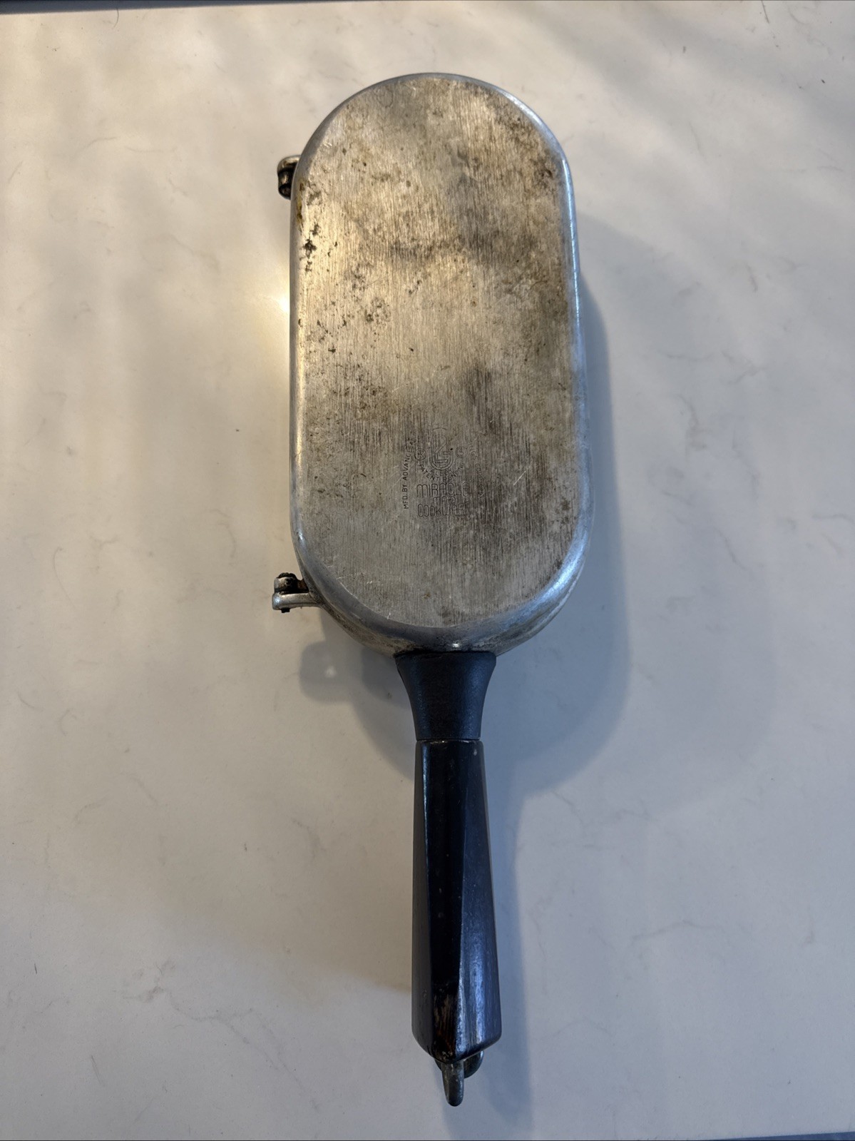 Miracle Maid Cookware Hinged Folding Aluminum Omelet Fish double Fry Pan Vintage