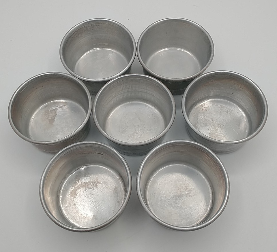 7 Vintage West Bend Aluminum 2.5” Muffin Condiment Baking Cups Tins Molds