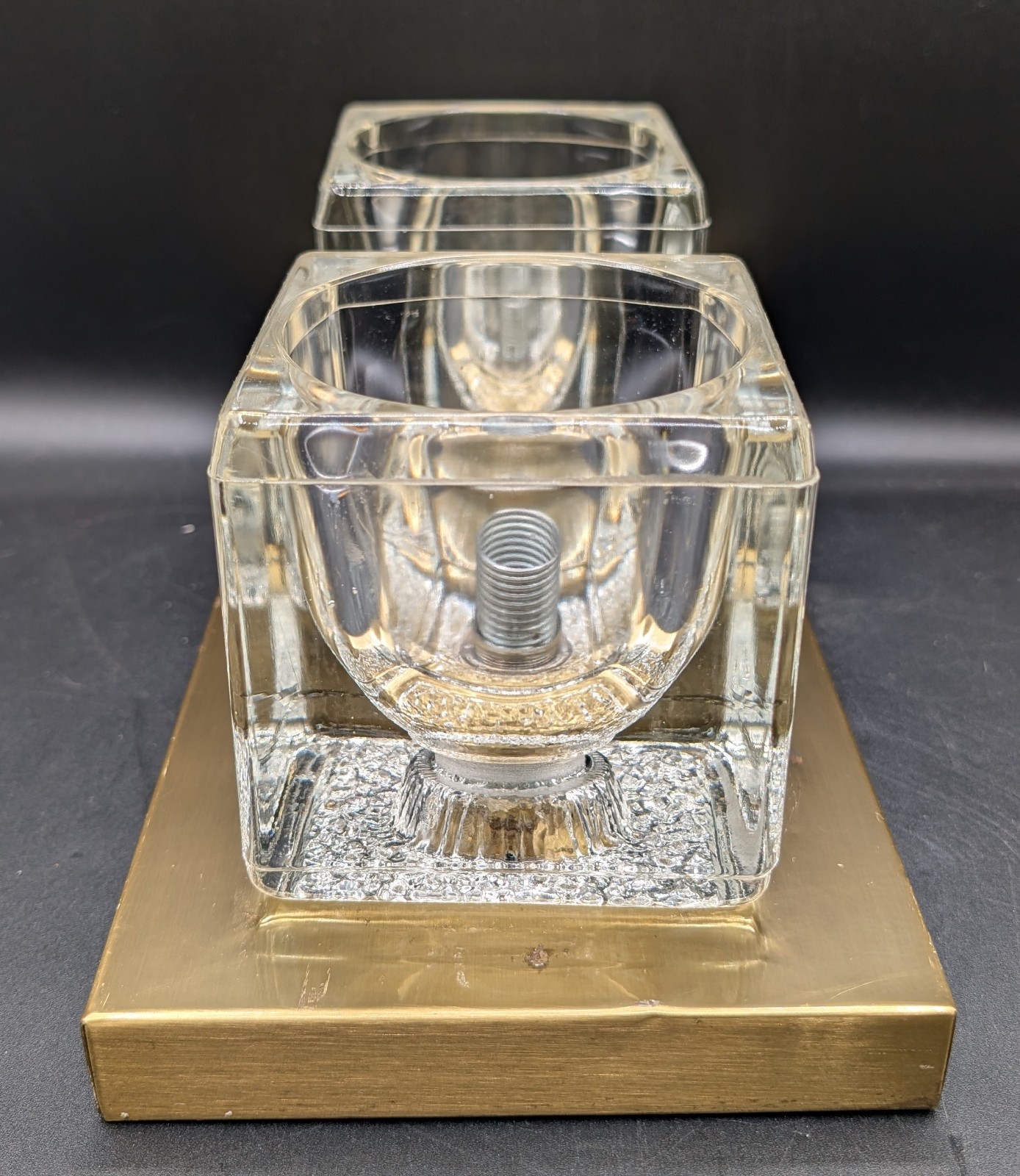 Peill & Putzler MCM Ice Cube Flush Mount Crystal & Gold Tone Ceiling Wall AS IS