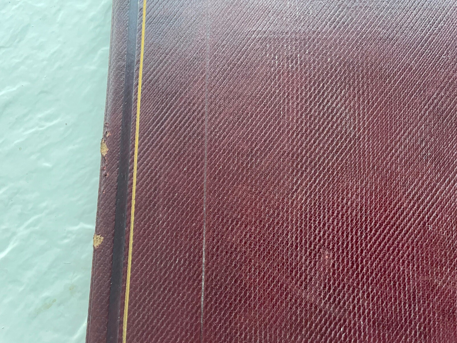 Antique Document Holder – Philadelphia 1876 Armory Gilt Bronze on Leather