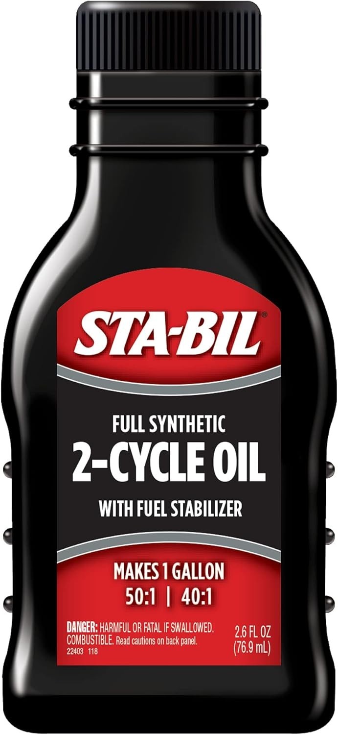 2.6 oz Low Smoke Full Synthetic 2-Cycle Oil with Fuel Stabilizer for 1