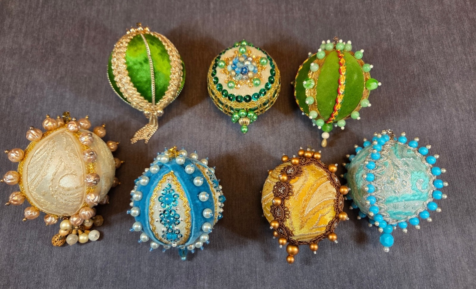Vintage Hand-Crafted Sequined & Beaded Christmas Ornaments #2