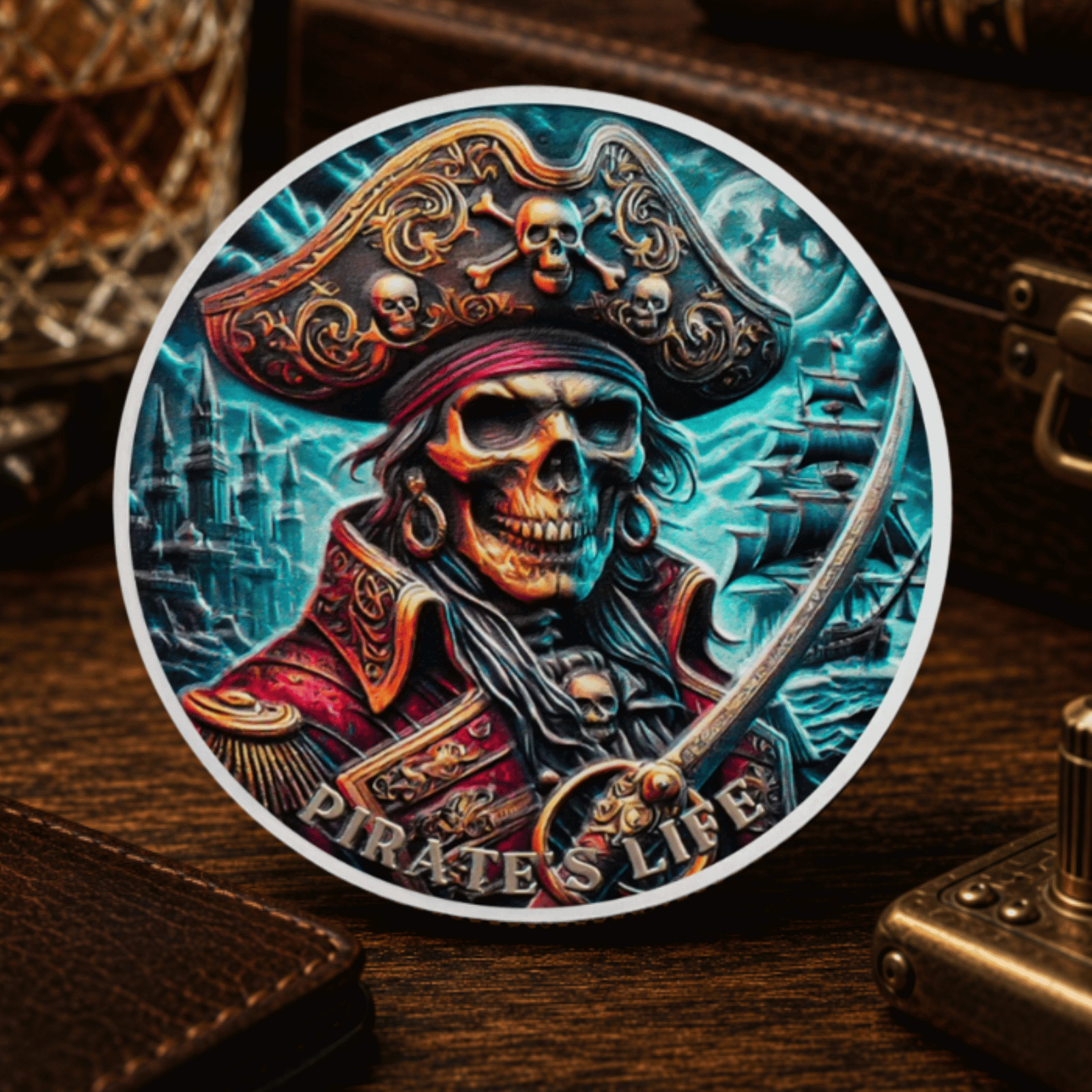 Captain Skull Pirate Ship Sail The Seas Challenge Coin