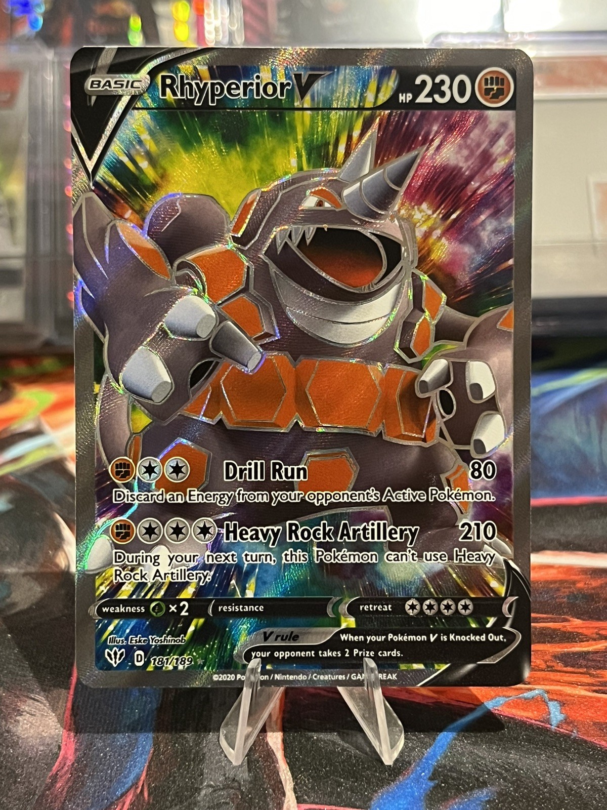 Pokemon – Rhyperior V – 181/189 – SWSH Darkness Ablaze – Full Art Card Nm