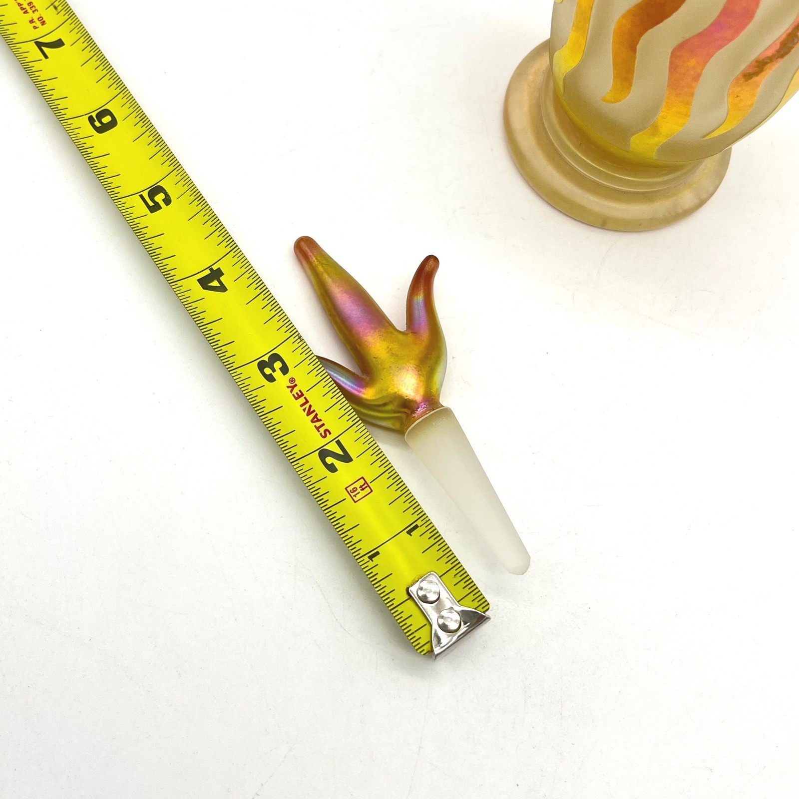 Steven Correia 1995 Iridescent Gold Pulled Feather Art Glass Perfume Bottle 224
