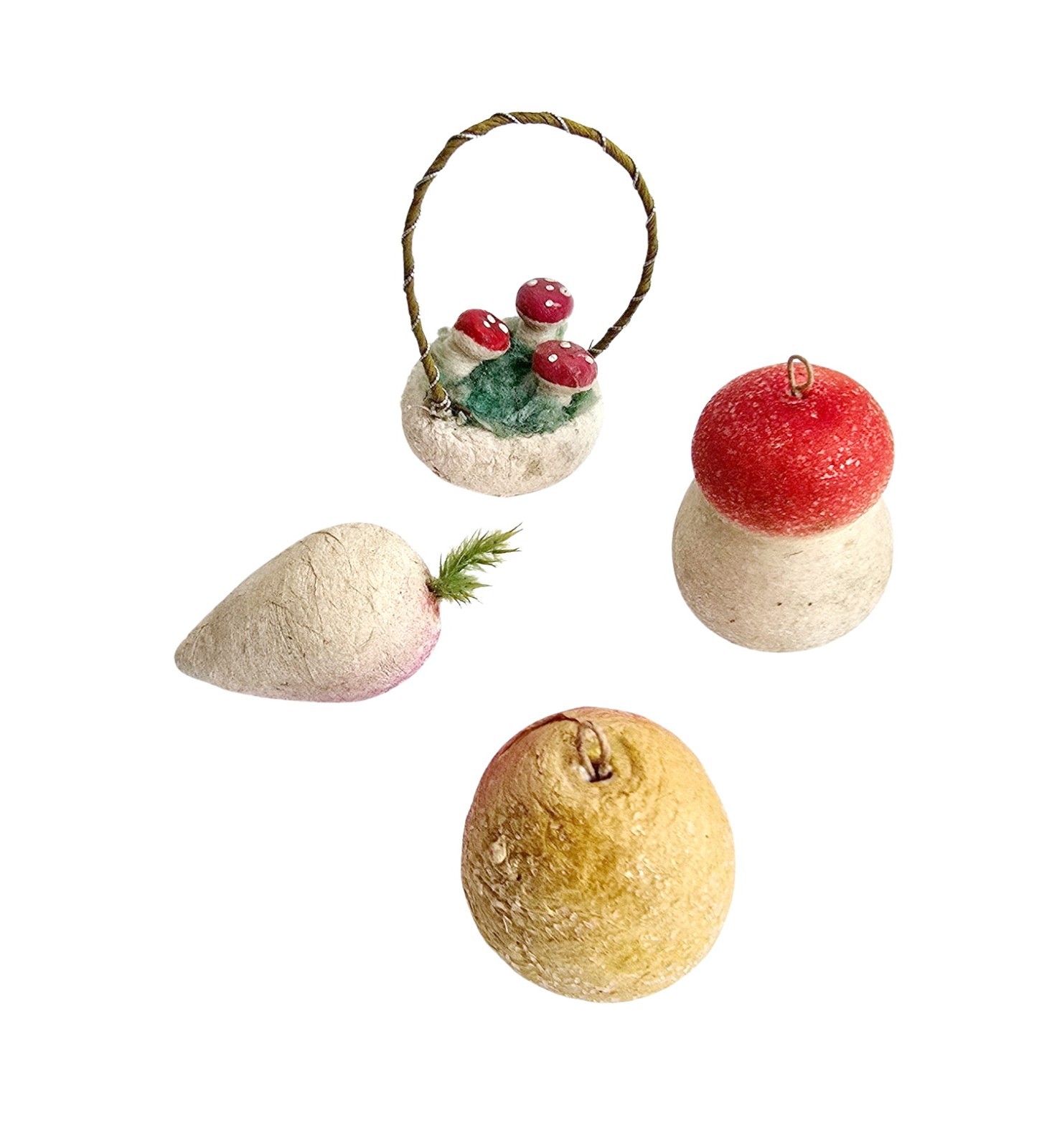 Vintage Christmas Ornament Fruit Felt Mistletoe 1920s, Handcrafted Felt