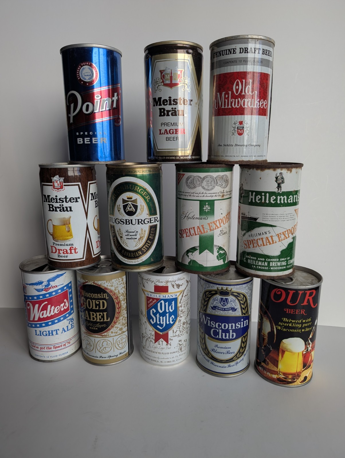 Vintage Wisconsin Beer Cans Lot of 12 USA Midwest