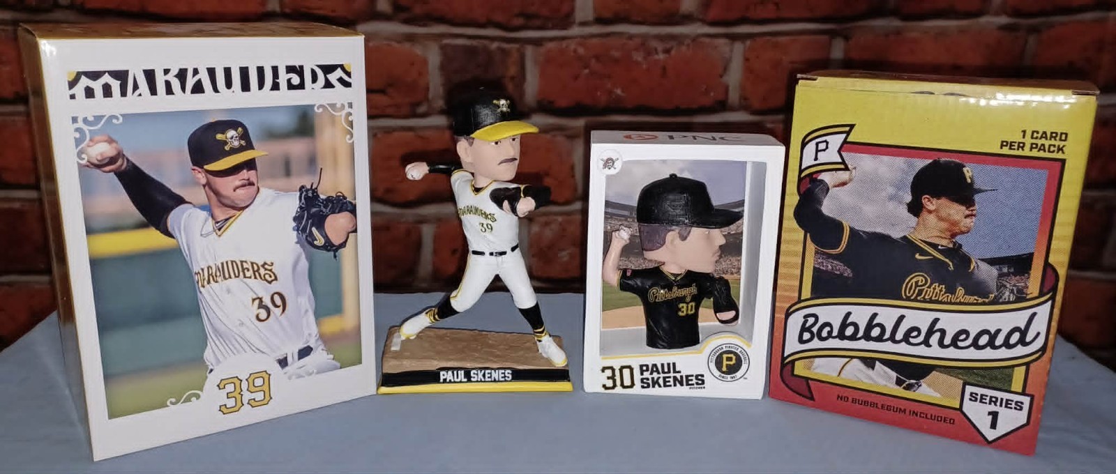 Paul SKENES – Bradenton MARAUDERS -&- Pirates Card SGA Bobbleheads -Both: ExCond