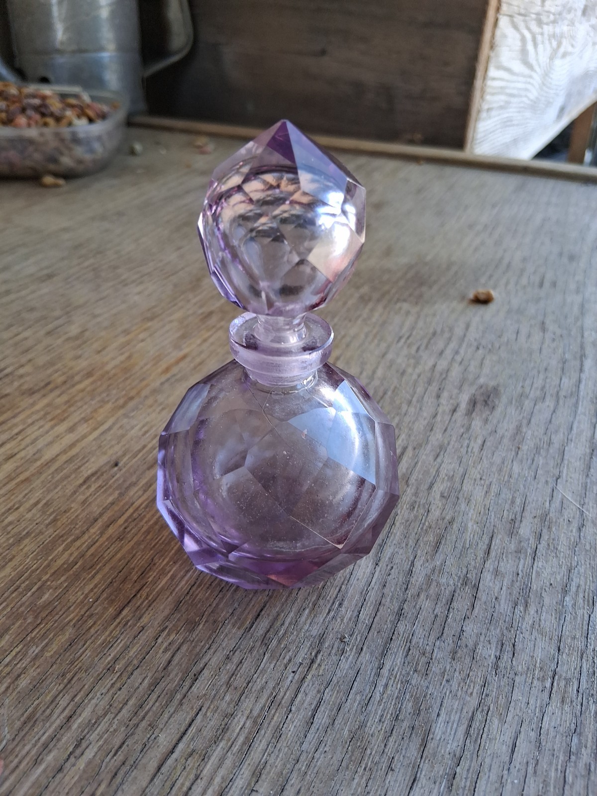 Art Deco Neodymium Alexandrite Glass Perfume Bottle Gorgeous Purple Blue Pink
