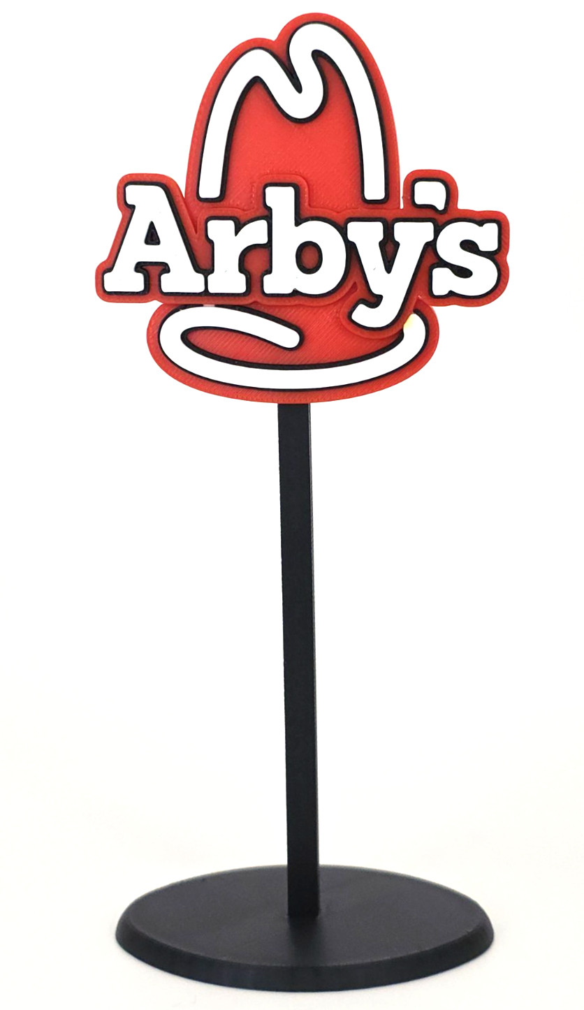 Miniature Arbys Drive Thru Sign – 7″ Tall American Fast Food Sandwich Hat Logo