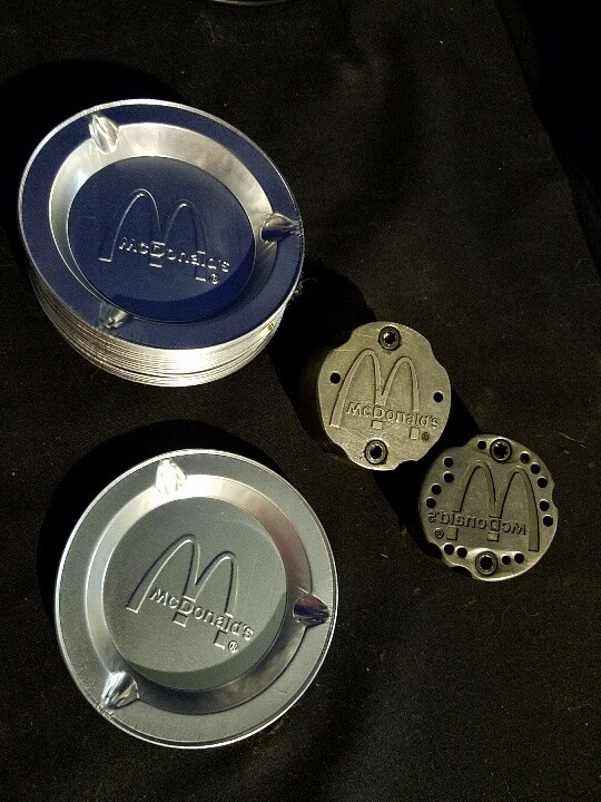 4x Vintage McDonald’s Restaurant Aluminum Ashtrays 3.5″ Wide