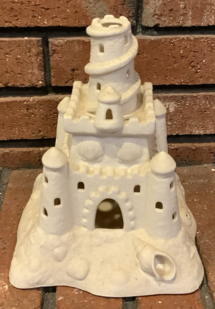 PartyLite Bisque Beach Sand Castle Shell Tea Light Holder Retired 8.75″ Tall
