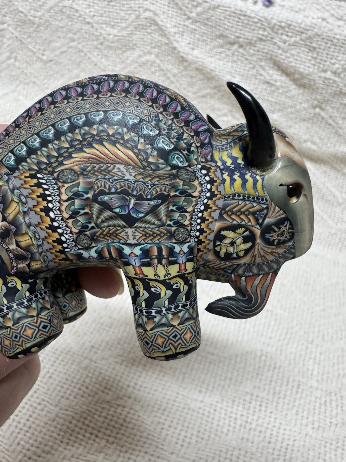 Jon Stuart Anderson Baby Bison Buffalo FimoCreations Signed 2007 OOAK Sculpture
