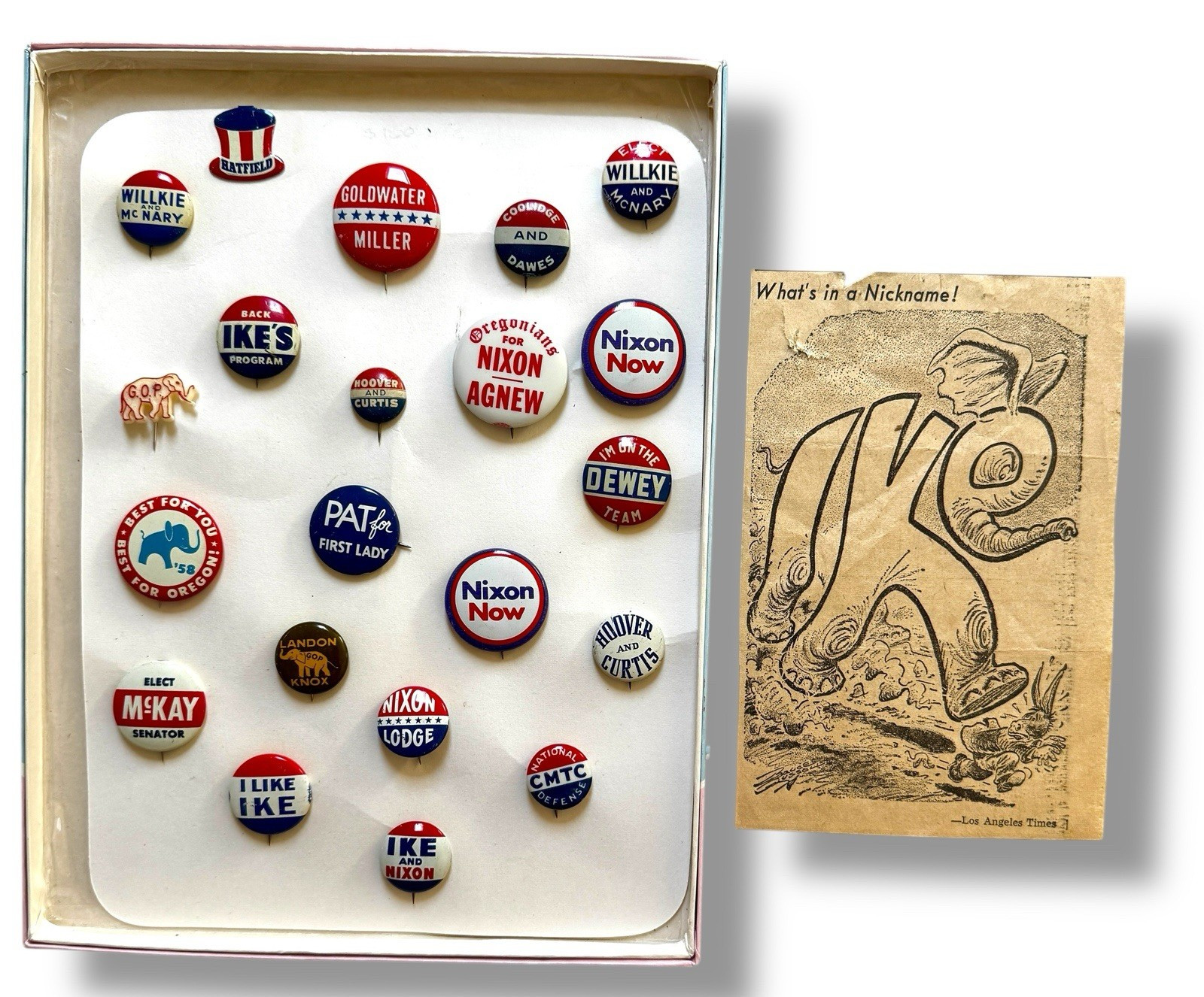 Lot of 21 Political Pins/Buttons – 1920s/1930s/1940s/1950s/1960s