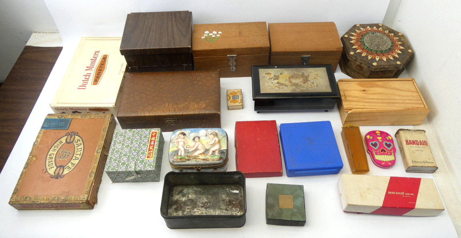 Mixed Lot of Wood Unusual Material Trinket Box Collection Storage Boxes