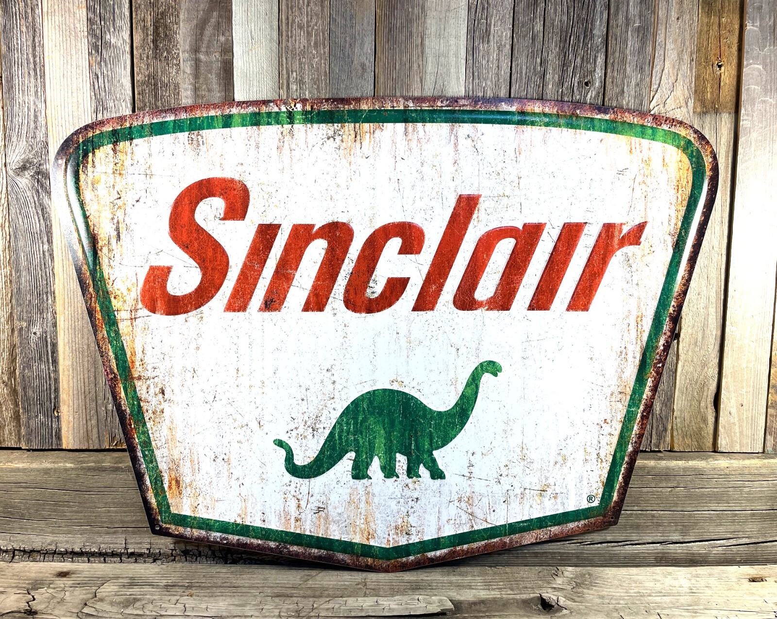 Sinclair Gasoline Dino Gas Large 23″ Metal Embossed Aluminum Sign Auto Car New