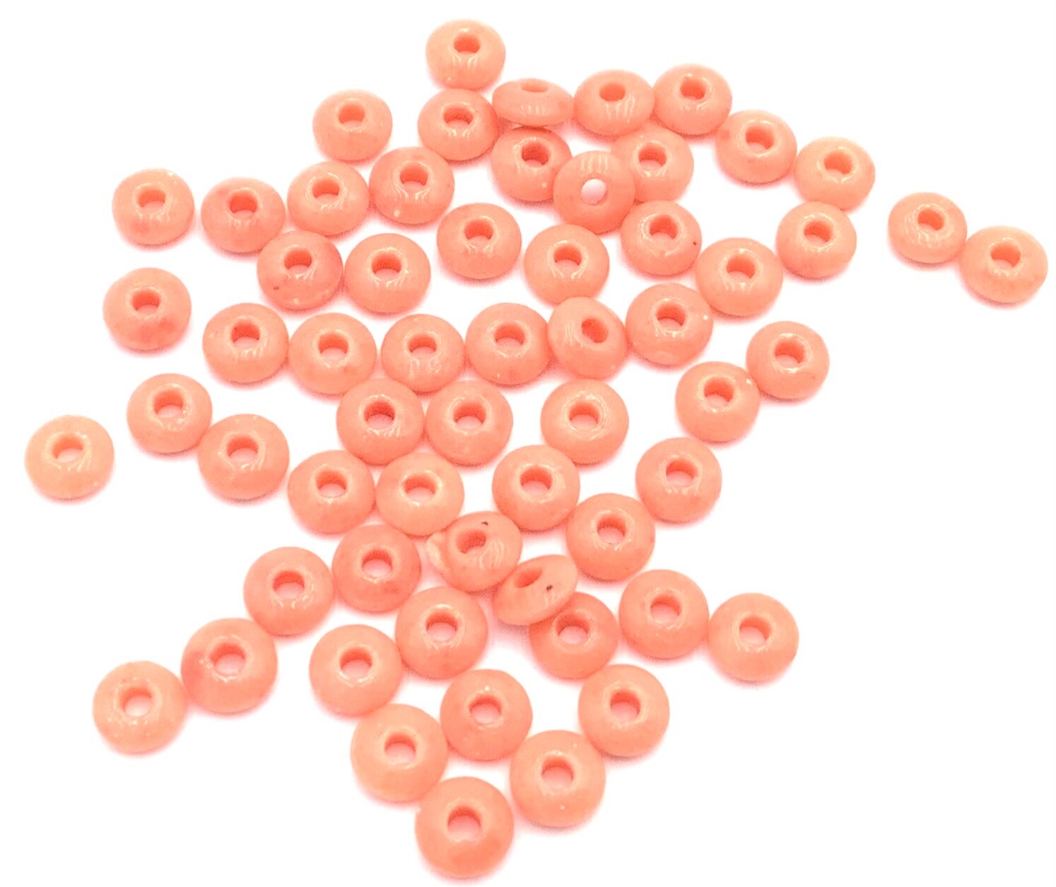 5.5mm Fine Trade Opaque Salmon Pink Rondelle Czech Bohemian Glass beads 50