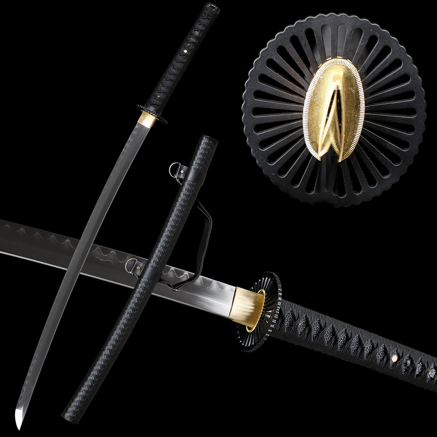 All Black T10 Steel Clay Tempered Japanese Samurai Sword Katana Full Tang Sharp