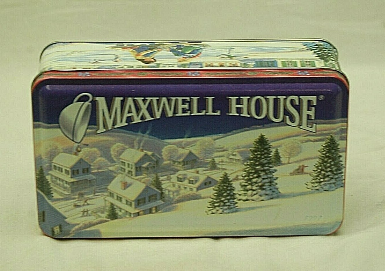Maxwell House Coffee Tin Box Winter Scenes Advertising Canister Holiday Roast