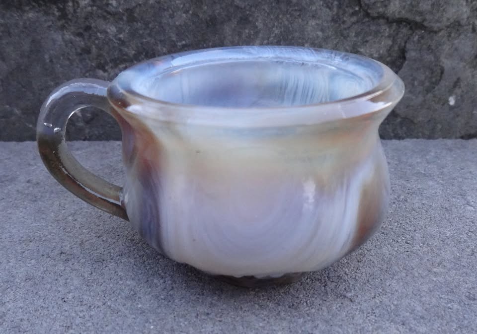 Degenhart Mocha Glass Potty/Chamberpot Open Salt Dip, Cellar, Dish!