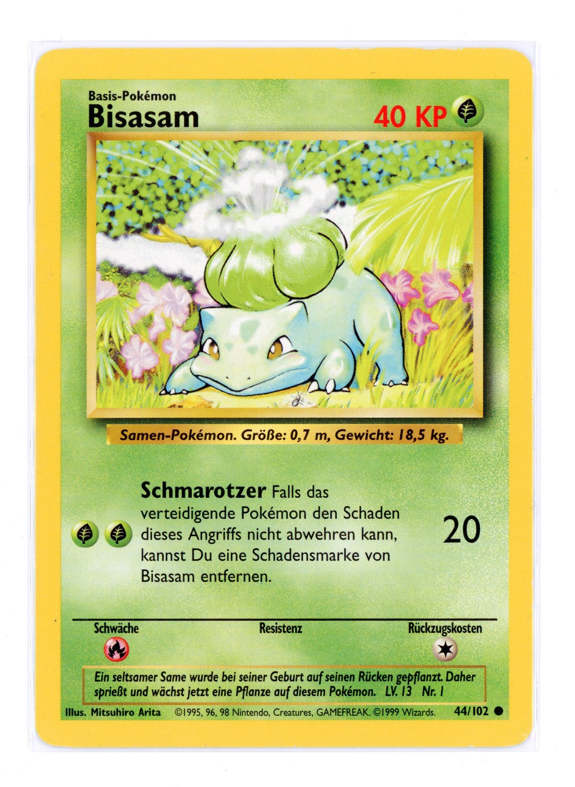 Bisasam 44/102 Base Base Set German/German Pokemon Card/Card Vintage DE