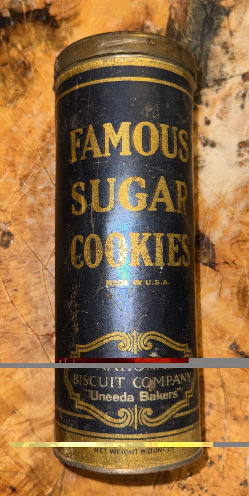 Antique Collectible Tin Uneeda Bakers Famous Sugar Cookies Tin Screwtop Lid